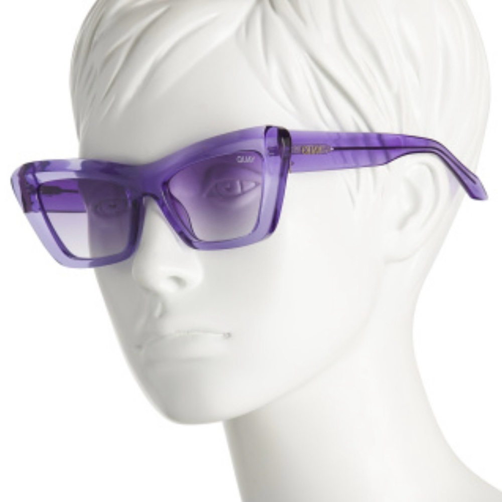 QUAY On The Radio Sunglasses Purple Frame Purple Gradient Lens Cat Eye NWT - Picture 3 of 14
